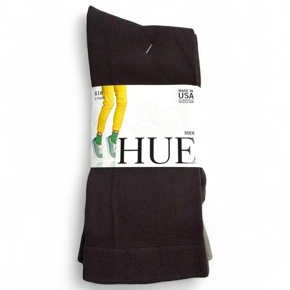 HUE Womens Sleek‎ Socks One Size Fits Most Brown Gray 3 Pair Pack